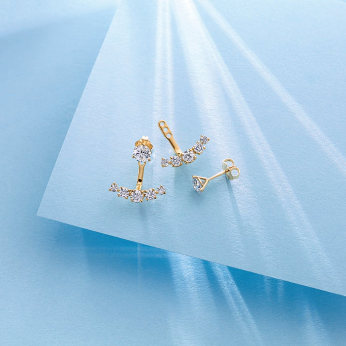 Marilyn Lab-Grown Diamond Stud Earrings with Earring Jacket in 14K Yellow Gold