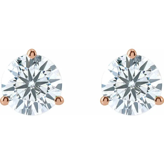 1 1/2 CTW Lab-Grown Diamond Stud Earrings in 14K Rose Gold Front View