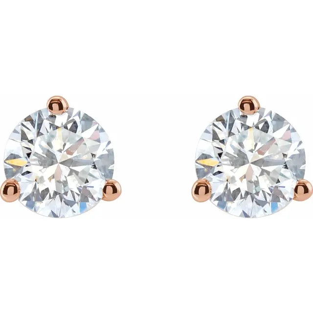 1 CTW Lab-Grown Diamond Stud Earrings in 14K Rose Gold