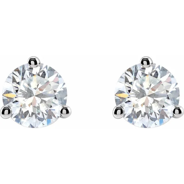 1 CTW Lab-Grown Diamond Stud Earrings in 14K White Gold Front Facing