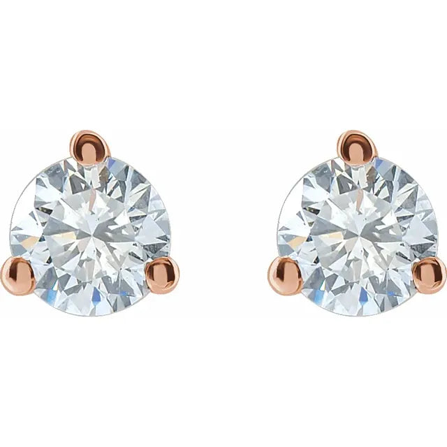 1/4 CTW Lab-Grown Diamond Stud Earrings in 14K Rose Gold Front View