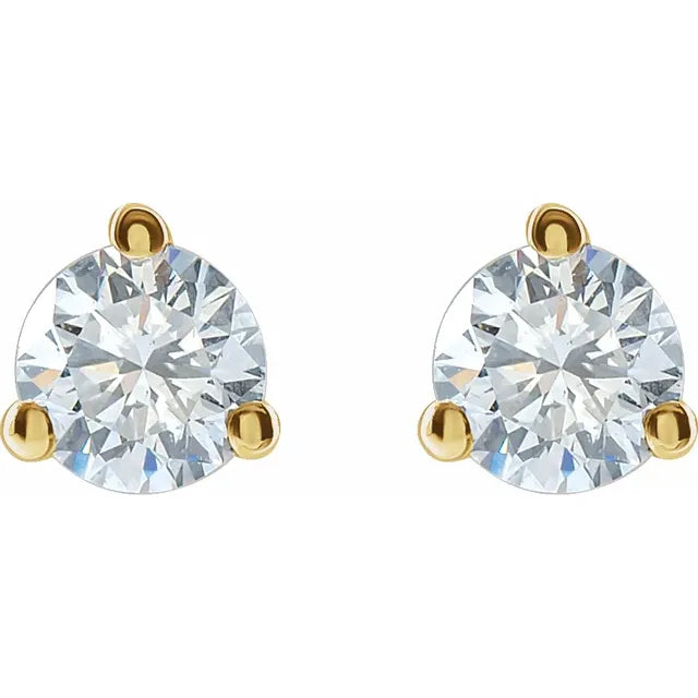 1/4 CTW Lab-Grown Diamond Stud Earrings in 14K Yellow Gold Front Facing