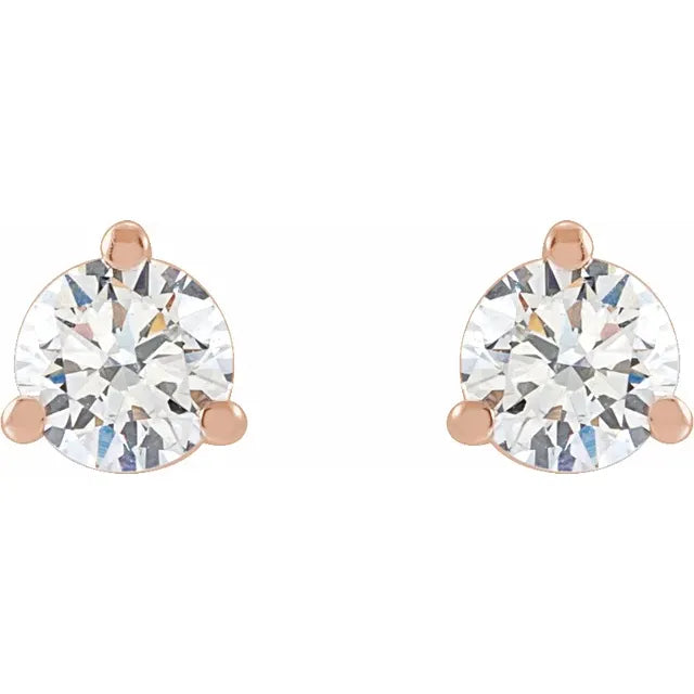 1/3 CTW Lab-Grown Diamond Stud Earrings in 14K Rose Gold Front View