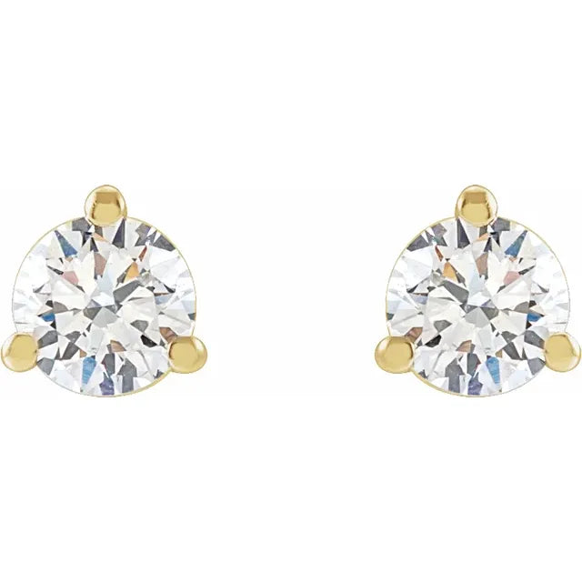 1/3 CTW Lab-Grown Diamond Stud Earrings in 14K Yellow Gold Front Facing