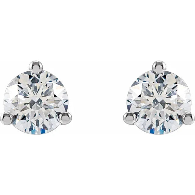 3/4 CTW Lab-Grown Diamond Stud Earrings in 14K White Gold Front View