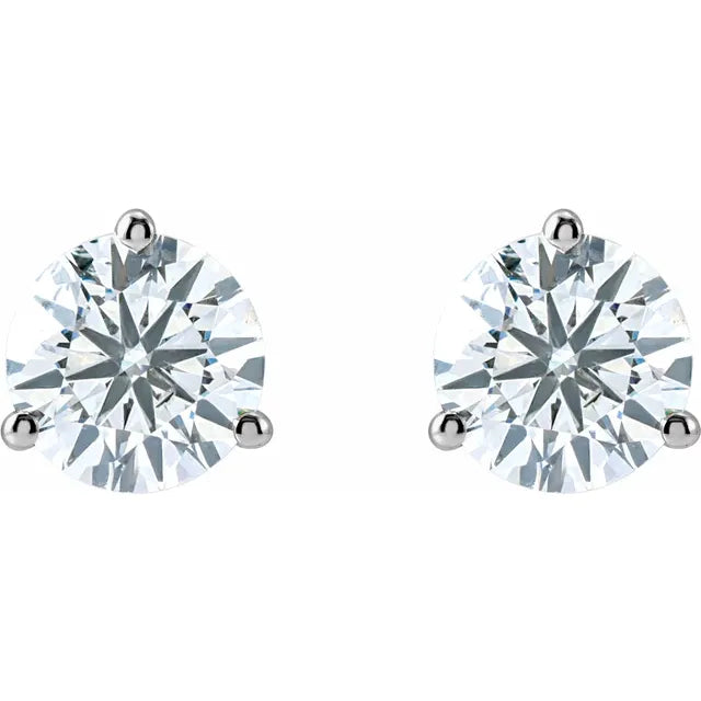 2 CTW Lab-Grown Diamond Stud Earrings in 14K White Gold Front Facing
