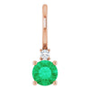Natural or Lab-Grown Emerald & Natural Diamond Charm Pendant in 14K Rose Gold