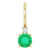 Natural or Lab-Grown Emerald & Natural Diamond Charm Pendant in 14K Yellow Gold