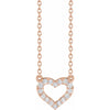 Lab-Grown Diamond 1/5 CTW Heart Adjustable Necklace in 14K Rose Gold
