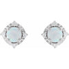 Luxe Wear Everyday™ Halo Style Birthstone Lab-Grown Opal & Natural Diamond Stud Earrings Sterling Silver