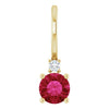 Natural or Lab-Grown Ruby & Natural Diamond Charm Pendant in 14K Yellow Gold