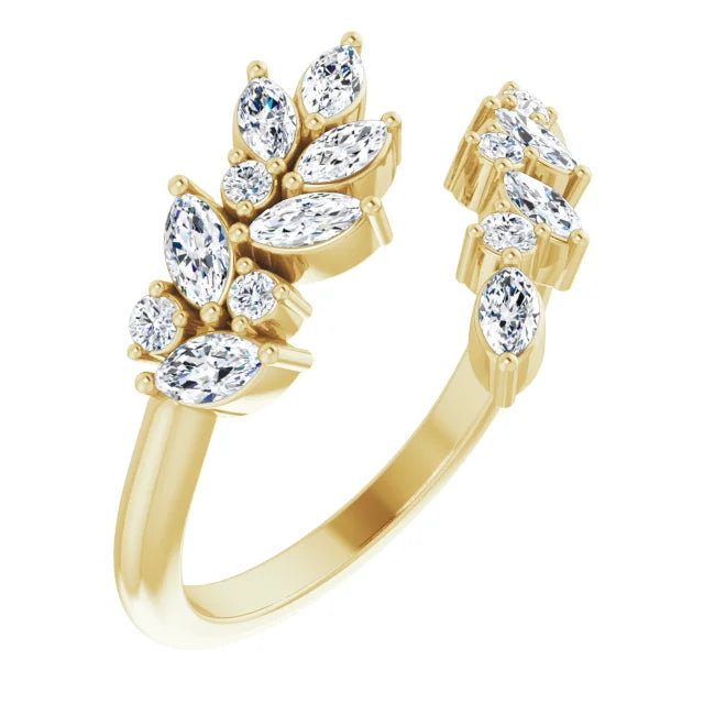Leaf Natural Diamond 1/2 CTW Bypass Ring 14K Yellow Gold 