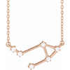Libra Zodiac Constellation Natural Diamond Necklace in 14K Rose Gold
