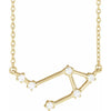 Libra Zodiac Constellation Natural Diamond Necklace in 14K Yellow Gold