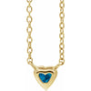 Heart Shaped Natural London Blue Topaz 14K Yellow Gold Necklace