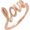Love Yourself Love Script Ring in 14K Rose Gold