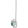 Luxe Wear Everyday™ Halo Style Birthstone Lab-Grown Emerald & Natural Diamond 18" Necklace Sterling Silver 