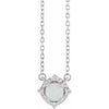Luxe Wear Everyday™ Halo Style Birthstone Lab-Grown Opal & Natural Diamond 18" Necklace Sterling Silver 