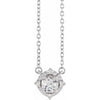 Luxe Wear Everyday™ Halo Style Birthstone Lab-Grown White Sapphire & Natural Diamond 18" Necklace Sterling Silver 