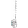 Luxe Wear Everyday™ Halo Style Birthstone Natural Aquamarine & Natural Diamond 18" Necklace Sterling Silver 
