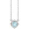 Luxe Wear Everyday™ Halo Style Birthstone Natural Sky Blue Topaz & Natural Diamond 18" Necklace Sterling Silver 