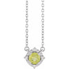 Luxe Wear Everyday™ Halo Style Birthstone Natural Peridot & Natural Diamond 18" Necklace Sterling Silver 