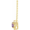 Luxe Wear Everyday™ Halo Style Birthstone Natural Amethyst & Natural Diamond 18" Necklace Solid 14K Yellow Gold 