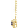 Luxe Wear Everyday™ Halo Style Birthstone Lab-Grown Blue Sapphire & Natural Diamond 18" Necklace Solid 14K Yellow Gold 