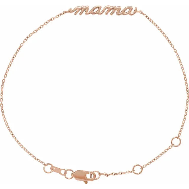 Mama Script Solid Rose Gold Adjustable Bracelet