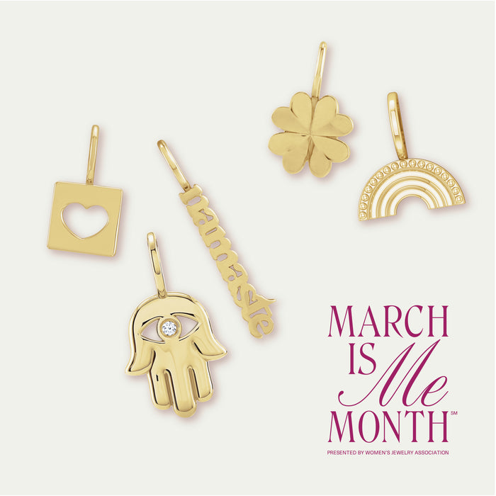 March is Me Month Celebrate You with 14K Gold Yellow Charms Hamsa Diamond Charm