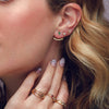Micro Natural Diamond Bezel-Set Stud Earrings on Model 