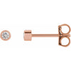 Micro Bezel-Set Natural Diamond Stud Earrings in 14K Rose Gold 2.0 MM Pair or Single 