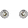 Micro Bezel-Set Natural Diamond Stud Earrings in 14K White Gold 1.25 MM Pair or Single 
