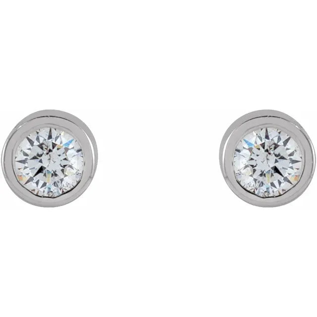 Micro Bezel-Set Natural Diamond Stud Earrings in 14K White Gold 1.75 MM Pair or Single 