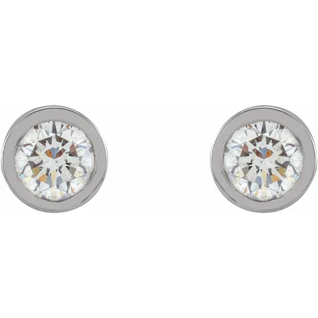 Micro Bezel-Set Natural Diamond Stud Earrings in 14K White Gold 2.25 MM Pair or Single 