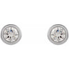 Micro Bezel-Set Natural Diamond Stud Earrings in 14K White Gold 2.0 MM Pair or Single 