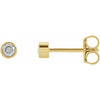 Micro Bezel-Set Natural Diamond Stud Earrings in 14K Yellow Gold 2.5 MM Pair or Single 