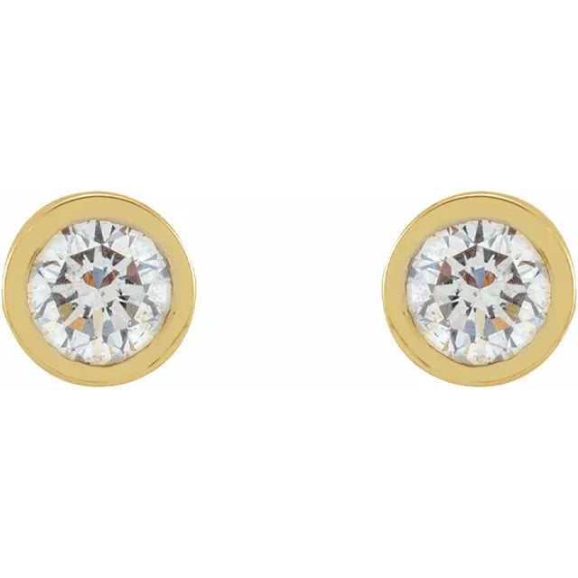 Micro Bezel-Set Natural Diamond Stud Earrings in 14K Yellow Gold 2.25 MM Pair or Single 
