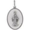 Miraculous Medal Mary Pendant Charm White Enamel Solid 14K White Gold or Sterling Silver