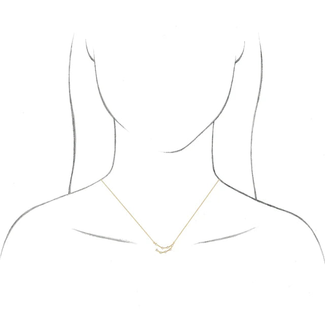 Model Rendering of our Constellation Zodiac Natural Diamond Necklace in Solid 14K Gold