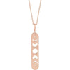 Moon Phase Natural Diamond Bar Pendant Necklace in Solid 14K Rose Gold