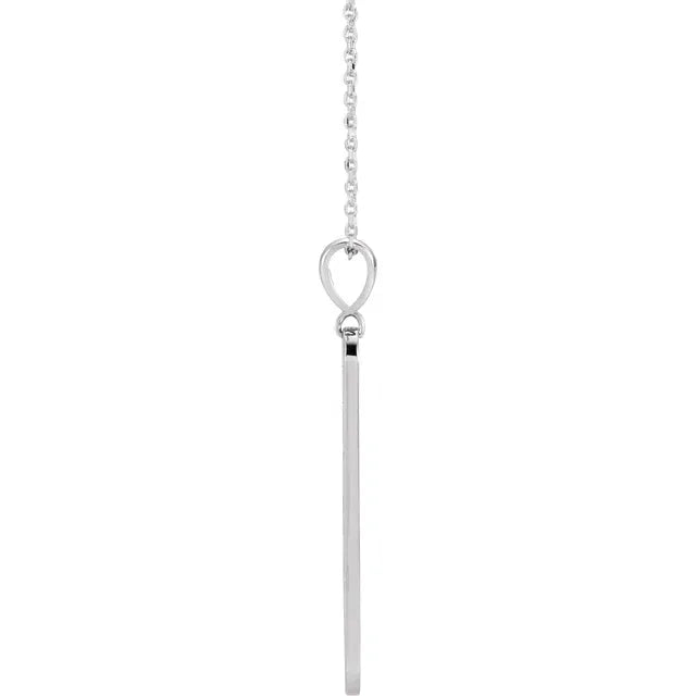 Moon Phase Natural Diamond Bar Pendant Necklace in Solid 14K White Gold or Sterling Silver