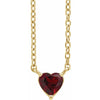 Heart Shaped Natural Mozambique Garnet 14K Yellow Gold Necklace