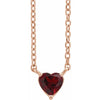 Heart Shaped Natural Mozambique Garnet 14K Rose Gold Necklace