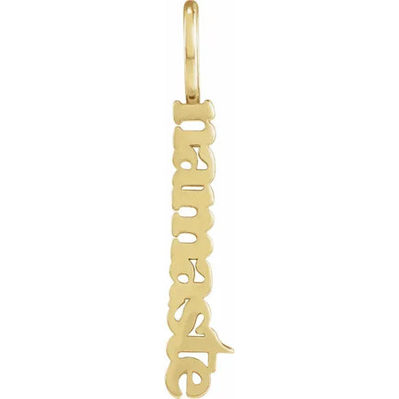 Namaste Vertical Charm Pendant Solid 14K Yellow Gold 
