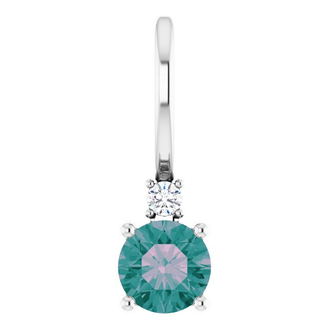 Choose Natural or Lab-Grown Alexandrite & Natural Diamond Charm Pendant in 14K White Gold