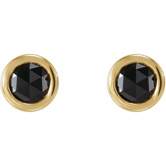 Natural Black Rose-Cut Diamond 1/5 CTW Stud Earrings in 14K yellow Gold
