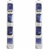 Hinged Huggie Hoop Earrings Natural Blue Sapphire in 14K White Gold Front View