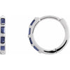 Hinged Huggie Hoop Earrings Natural Blue Sapphire in 14K White Gold