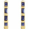 Hinged Huggie Hoop Earrings Natural Blue Sapphire in 14K Yellow Gold Front View